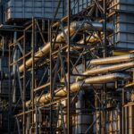 Detailed industrial scene of structures and pipes at Botlek Rotterdam, capturing the intricate design.